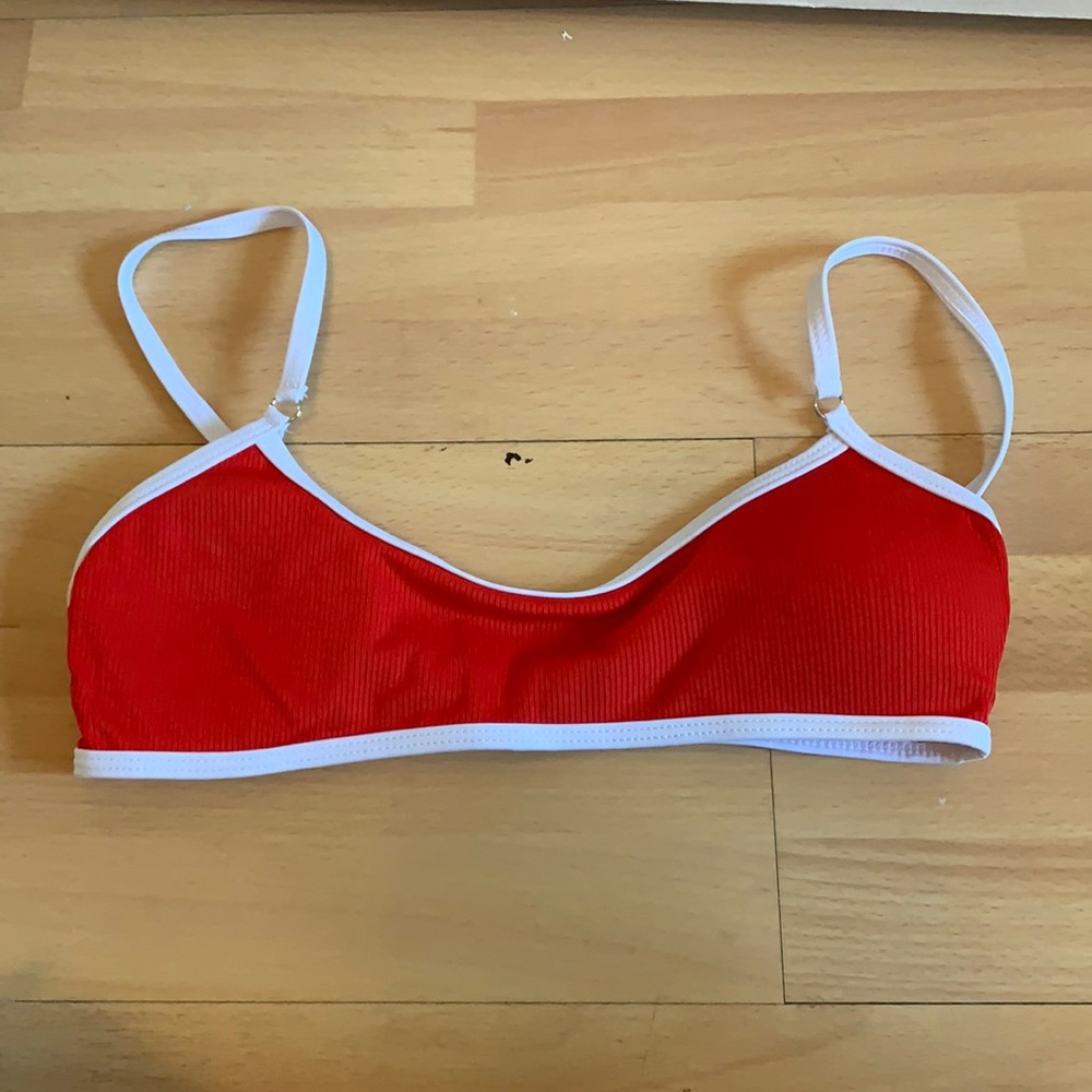 Red and White Bikini Top